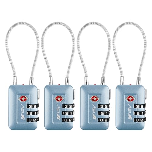 TSA Accepted Luggage Travel Lock, Set-Your-Own Combination Lock for School Gym Locker, Luggage Suitcase Baggage Locks, Filing Cabinets, Toolbox, Case (Arctic Blue, 4 Pack) - color: Arctic Blue 4-Pack