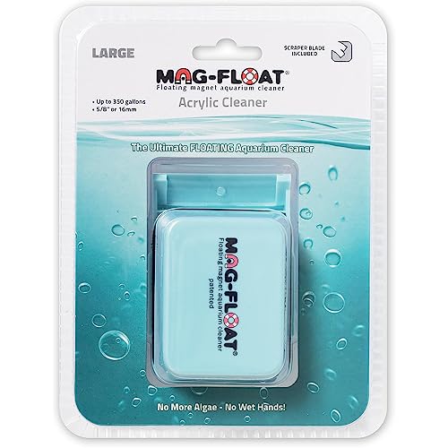 Large Acrylic Aquarium Algae with Scraper Cleaner | Magfloat Floating Magnetic Fish Tank Magnet Cleaning Scrubber Brush Tool for Freshwater Saltwater Marine Reef Tanks - size: Large