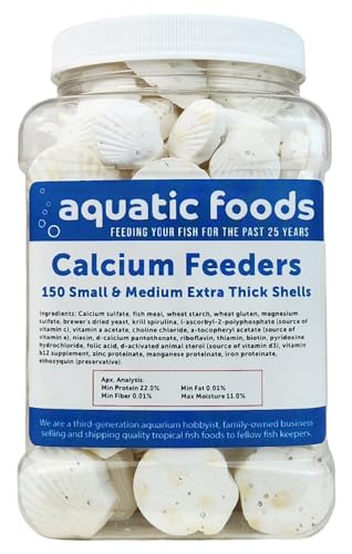 Calcium Feeders Extra Thick Small & Medium Shells.... 150ct Medium Jar | Extra Thick Shells, For Shrimp, Snails, Crabs, Crayfish, Hermit Crabs, For Tropical Fish - size: 150 Count (Pack of 1)