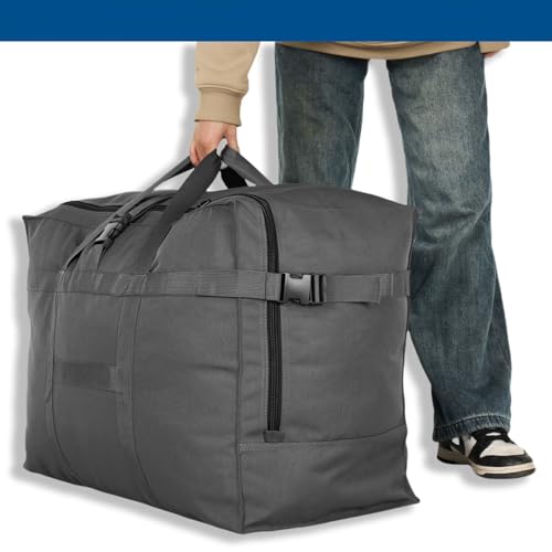 Large Duffel Bag, Waterproof Carry on Weekend Overnight Storage Bag over Luggage for Airline, Travel, Camping, Moving - color: 120L-Dark Grey