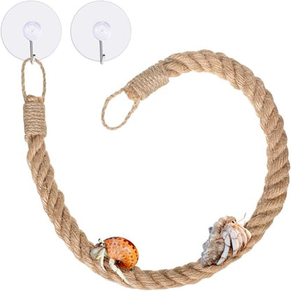 Hermit Crab Toys Hermit Crab Climbing Jute Rope Ladder with Hooks Reptile Tank Terrarium Accessories Habitat Decor for Lizards Geckos Snakes(1 Pcs,23.6 Inch) - size: 23.6 Inch