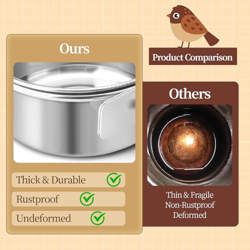 Bird Cage Feeder, Bird Feeder for Cage, 30oz Stainless Steel Food Water Bowl with Clamp, Clip-On Cage Coop Cup for Parrot Hamster Rabbit Rat Small Animals - color: 30oz Stainless Steel Bowl with Clamp