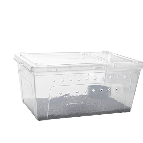 OMEM Portable Reptile Terrarium Habitat for Mini Pet Houses Breathable Holes Stackable Container (M) - size: 1PCS-Clear-M