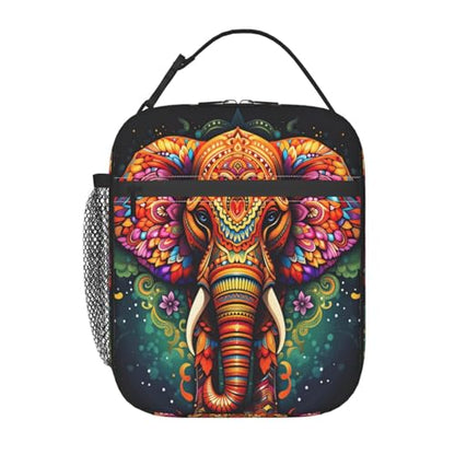 Mandala Elephant Art Adult Insulated Lunch Bag, Portable Thermal Cooler Tote With Pockets, Durable Polyester Lunch Box With Handle For Work, Office, Travel - color: Style 6