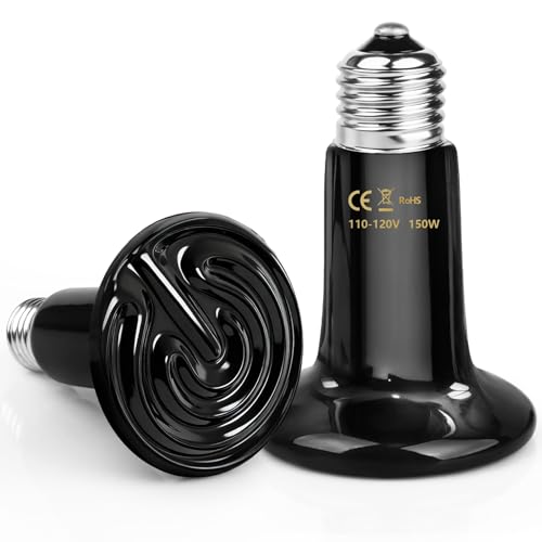 150W Ceramic Heat Emitter E26 Base Ceramic Heat Bulb Ceramic | Heat Lamp for Reptiles No Light Heat Lamp for Amphibian Pet Brooder Coop Lizard Turtle Snake Terrarium - style: 150 Watts