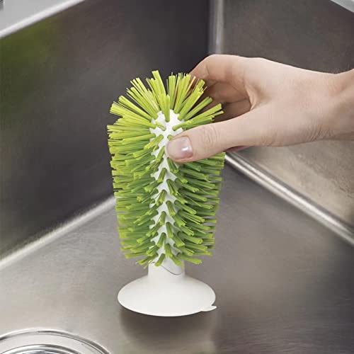 1PCS Glass Cleaning Brush with Suction Cup, Kitchen Bottle and Wine Cup Cleaner, Stable Washing for Cups, Mugs, Decanters and Jugs, Green - color: Green, size: 1PCS