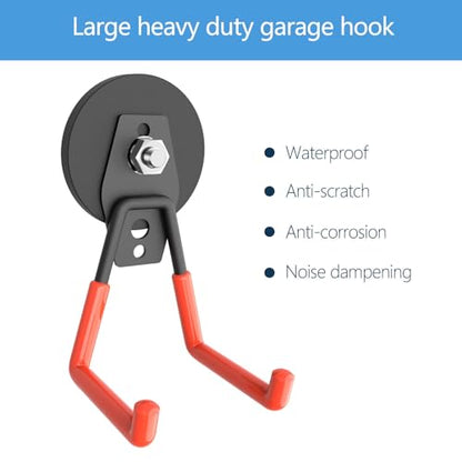 Magnetic Garage Hook, Heavy Duty Garage Storage Magnetic Hooks Steel Tool Hangers for Garage Wall Utility Magnet Hooks and Hangers Indoor & Outdoor Hanging Garden Tools (2 Pack) - style: ML/2 pack 16-80lbs