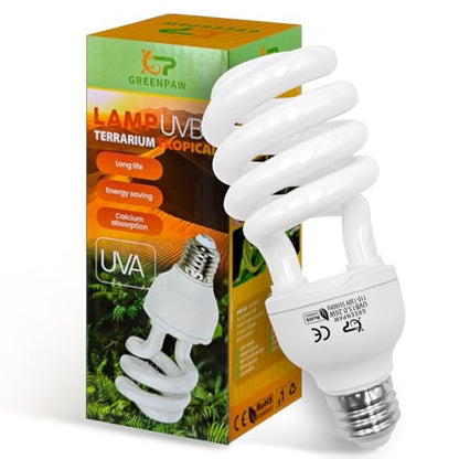 UVB Reptile Light, 15.0 26W UVA UVB Light for Reptiles, Spiral Compact Fluorescent UVB Bulb for Desert Reptiles and Amphibians - size: 6.5 in 15.0