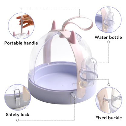 Portable Hamster Cage with Water Bottle,Hamster Carrier Cage High Permeability Travel Carry Cage Case for Gerbils Mice Guinea Pigs Sugar Glider Small Pet(Purple) - color: 【Purple】