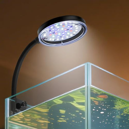 Clip On Aquarium Light 8W LED Fish Tank Light with Full Spectrum & Dimmable Brightness Timing USB Moving Aquarium Lamp for 1-5 Gallon Betta Fish Tanks - color: Clip Light(Dimmer and Timmer)