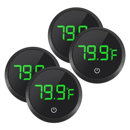 4PCS LED Aquarium Thermometer Fish Tank Thermometer Reptile Terrarium Water Temperature Test Digital Thermometer for Fish, Axolotl, Turtle and Aquatic - color: Round-Black 4PCS