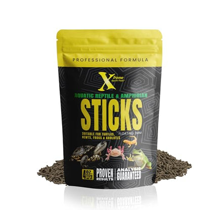 Xtreme Aquatic Reptile & Turtle 3mm Floating Food Sticks (4oz) | For turtles, newts, frogs, axolotls and reptiles; floating high-protein sticks support growth and vitality - USA Farm Grown - size: 4 Ounce (Pack of 1)