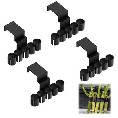 4-Pack Aquarium Plant Holder for 75 Gallon Rimmed Tanks | Bamboo Clip with 5 Elastic Holes to Secure Bamboo Stalks or Other Plants for Emersed Aquaponic Cultivation & Fish Tank Decor