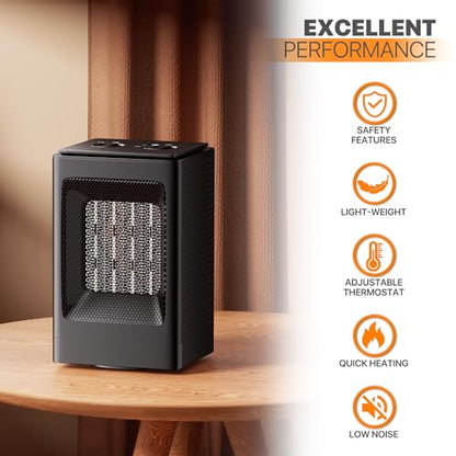 Magshion 1500W Portable Electric Small Space Heater for Office Indoor Use - size: Square - 1500W - Knob