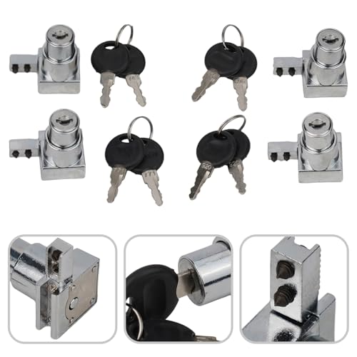 Sliding Glass Door Lock Set with Keys for Display Cabinet or Terrarium,Zinc Alloy Construction,Rust-Resistant,for 5-8mm Glass,Silver,Pack of 4
