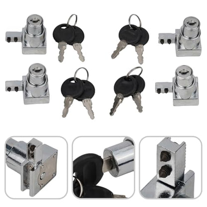 Sliding Glass Door Lock Set with Keys for Display Cabinet or Terrarium,Zinc Alloy Construction,Rust-Resistant,for 5-8mm Glass,Silver,Pack of 4