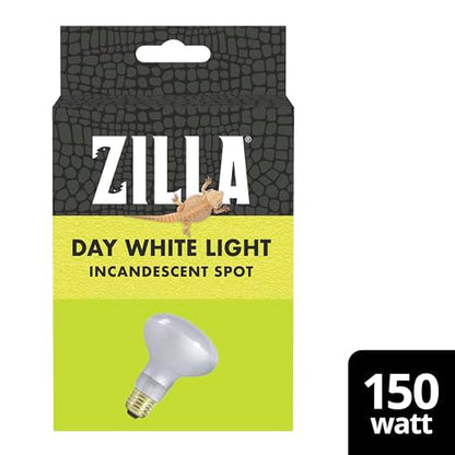 Zilla Reptile Terrarium Heat Lamps Incandescent Bulb, White Spot, 150W - size: Pack of 1, style: Day White (150W)