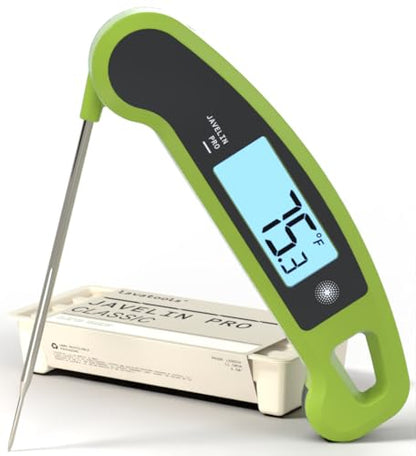 Lavatools Javelin® PRO Classic Ultra-Fast 2-Second Professional Digital Instant Read Meat Thermometer for Grill and Cooking, Auto-Rotating Backlit Display, IP65 Water Resistant, NSF Certified – Wasabi - color: Wasabi