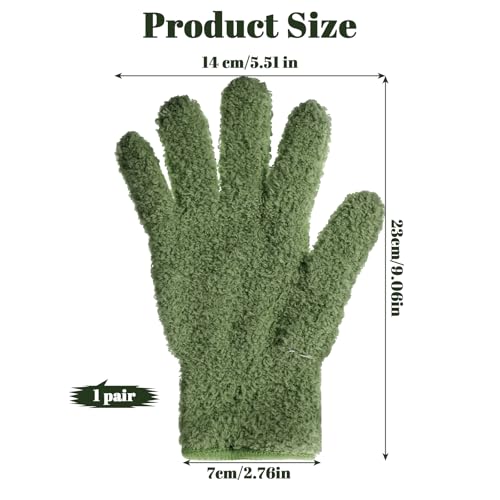 Microfiber Gloves, Dusting Gloves Microfiber Glove for Plants Mittens for houseplants Leaf Plant Care(Dark Green)