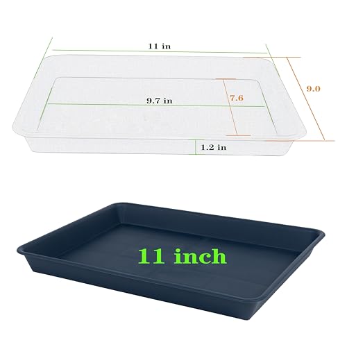 VUWEZ Rectangle Plant Tray, Plant Drip Tray, Plant Pot Saucers, Plant Germination Trays, Plant Saucers, 11'' x 9'' x 1.2'' (2 pack), Blue - color: Blue, size: 11'' x 9'' x 1.2'' (2 pack)