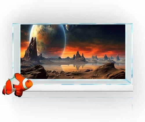 24X12IN Cosmic Aquarium Background, Cool Parallel Space Themed Fish Tank Background, Tropical Desert Terrarium Background with 8 EVA Double-Sided Tape - color: Outer Space, size: 24X12in/60X30cm