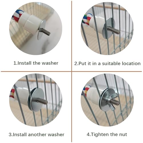 31.5'' Bendable Climbing Bird Rope Perch for Cage, Metal Nut | Bird Cage Accessories, Cotton Rope, Colorful Fun Bungee Toy, For Parrot