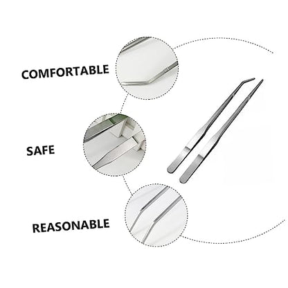 Milisten 2pcs Gecko Snake Tank Pet Feeder Clip Stainless Reptiles Tweezer Smooth Surface