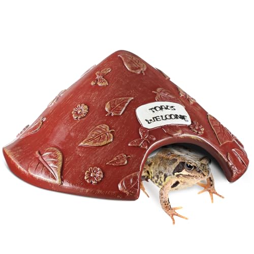 Toad House for Outside Garden, Frog House 8 x 8 x 3.9 Inch Reptile Hide Cave for Toad Frog Turtle Lizard Aquarium Fish(Red) - color: Red