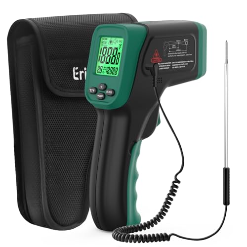 Infrared Thermometer Gun, Dual Mode IR Laser Thermometer with -50°C~800°C and Meat Probe (-50°C~300°C), Non-Contact Digital Thermometer for Cooking, BBQ, and Industrial Use - color: IR Thermometer & Probe