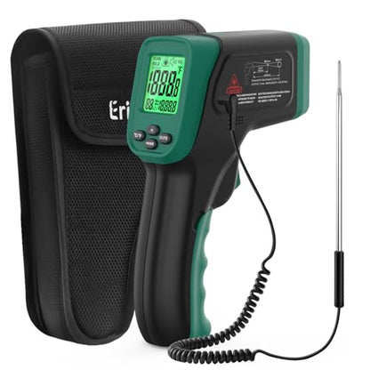 Infrared Thermometer Gun, Dual Mode IR Laser Thermometer with -50°C~800°C and Meat Probe (-50°C~300°C), Non-Contact Digital Thermometer for Cooking, BBQ, and Industrial Use - color: IR Thermometer & Probe