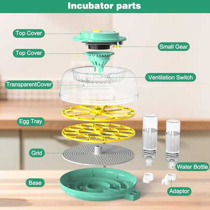 18 Egg Incubator with Automatic Egg Turning and Humidity Control,Chicken Egg Incubator, Large View Incubator for Chicken Duck Quail Eggs, External Water Refill, Egg Candler
