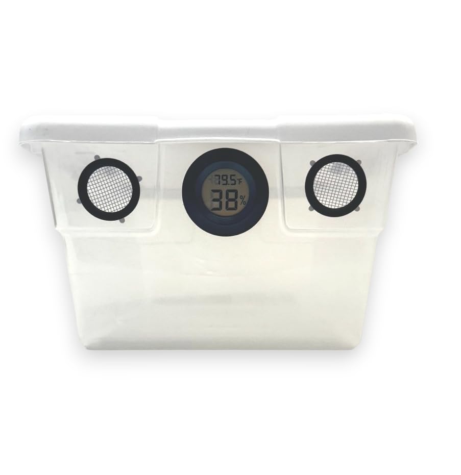 Vented Vivarium Enclosure 6 Quart Terrarium with Black Vents, Temperature & Humidity Sensor for Reptiles, Isopods, Small Bugs