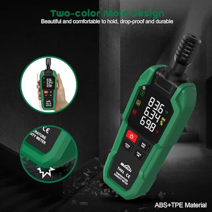 SQECH Temperature Humidity Meter Digital Hygrometer Psychrometer HVAC | Hydrometer Monitor with Ambient Thermometer, Dew Point, Wet Bulb, Flashlight, Max/Min, Data Hold, Color Backlight