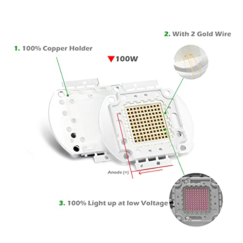 CHANZON High Power Led Chip 100W Infrared IR 850nm | (3000mA / DC 14V - 16V / 100 Watt) SMD COB Light Emitter Diode Components Night Vision Bulb Lamp Beads for DIY Lighting - color: N) Infrared Ir (850nm)
