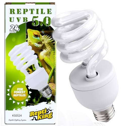 UVB Reptile Light, UVB5.0 24W, UVA UVB Reptile Light Bulb Lamp for Turtle Snake Lizard Leopard Gecko,Crested Gecko, UVB Bulbs for Tropical Reptiles