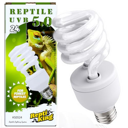 UVB Reptile Light, UVB5.0 24W, UVA UVB Reptile Light Bulb Lamp for Turtle Snake Lizard Leopard Gecko,Crested Gecko, UVB Bulbs for Tropical Reptiles