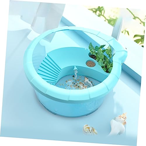 POPETPOP 2pcs Turtle Tank Integrated Basking Area Aquarium for Pet Turtles Habitat for Healthy Breeding and Easy Cleaning