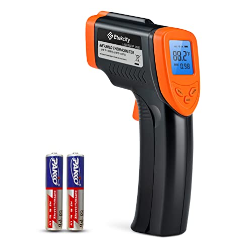 Etekcity Infrared Thermometer Laser Temperature Gun, -58°F~1130°F, Orange | Cooking, Pizza Oven, BBQ, Meat, Kitchen, Reptile, HVAC, Adjustable Emissivity, MAX Display, High Temperature - color: Blaze Orange, style: Advanced