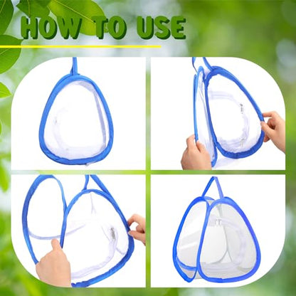 Hiboom 6 Pcs Mini Butterfly Habitat Cage 10 x 9 x 9 Inch Collapsible Insect Mesh Cage Portable Butterfly Net Habitat Enclosure with Zipper for Transporting and Raising - style: Five Mesh Panels