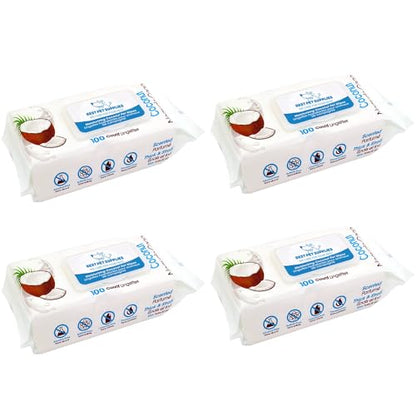 Best Pet Supplies Cleaning Dog Wipes - Moisturizing Coconut 400 Count | Coconut Scented, Large 8x9" Pet Wipes, Vitamin E, Puppy & Cat Safe, Gentle Grooming, Resealable Pouch Prevents Drying - color: Moisturizing Coconut, size: 400 Count