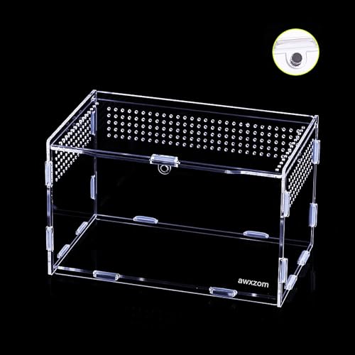 AWXZOM Magnetic Acrylic Case, micro habitat small Tarantula Enclosure enclosure for arboreal Tarantula Scorpion Sling Lizards Mantis Snake Gecko jumping spider snail Insect Isopods (7.8*4.7*4.7inch) - size: 7.8*4.7*4.7inch
