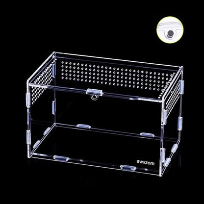 AWXZOM Magnetic Acrylic Case, micro habitat small Tarantula Enclosure enclosure for arboreal Tarantula Scorpion Sling Lizards Mantis Snake Gecko jumping spider snail Insect Isopods (7.8*4.7*4.7inch) - size: 7.8*4.7*4.7inch