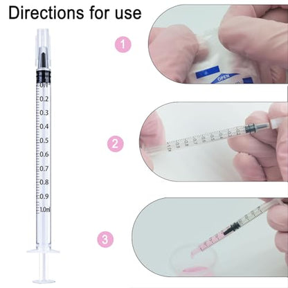 1ml Syringe Without Needle, 1ml Syringe for Liquids, Syringes for Scientific Labs, Measuring Liquids, Feeding Pets, 30 Pack Packaged