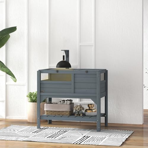 PawHut Tortoise Habitat with Shelf Storage, Weather Protection Gray | Tortoise Enclosure, Reptile Gift Accessory, Reptile Enclosure with Tray, Light Support Frame - color: Gray