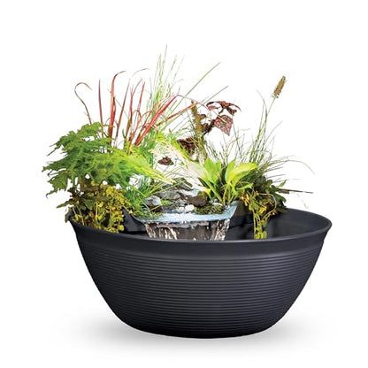 Aquascape Pond and Waterfall Kit AquaGarden Container Water Garden, Steel Gray - color: Steel Gray