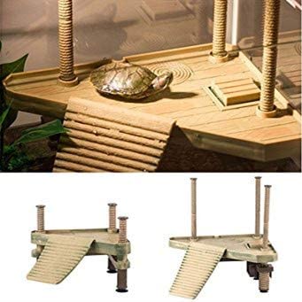 Turtle Platform,7x6x3.5inTurtle, Decorative Reptile Frog Pier Floating basking platform Tank with ramp ladder for Aquariums Tank