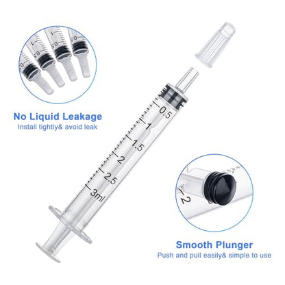 12Pack 3ml Syringes with Cap, Oral Syringe without Needle for Liquid, Measuring, Refilling, Oil, Glue Applicator - style: 3ML