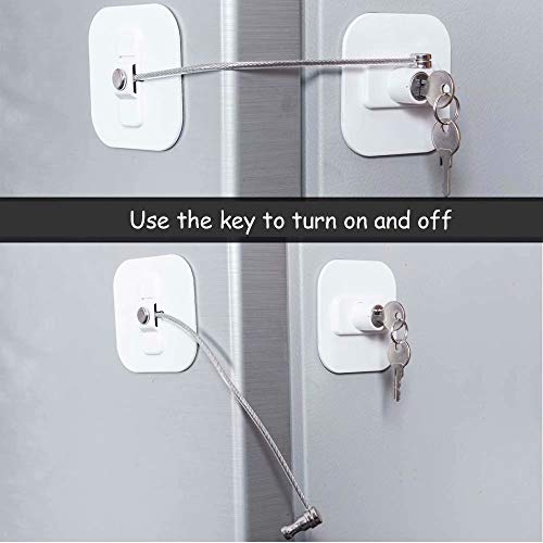 Locks for Refrigerator,2 Pack Fridge Lock with Keys,Lock for a Fridge,White Refrigerator Lock