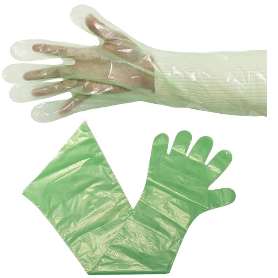 100 Pcs Field Dressing Gloves - Extra Long Disposable Deer Hunting Kit for Gutting and Field Dressing - color: Green