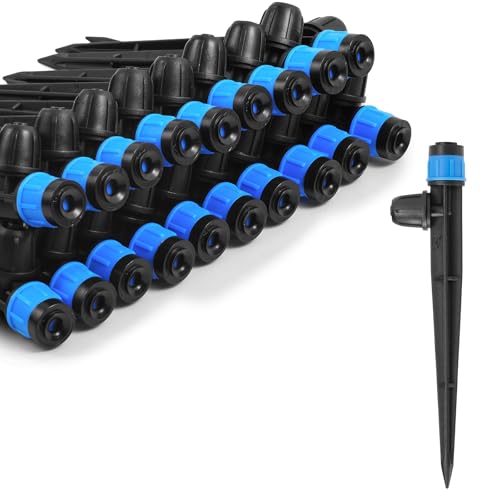 Adjustable 1/4" Drip Irrigation Drippers for Garden Irrigation System,20 PK | 360 Degree Uniform Water Flow,Water-saving Drip Emitters for Garden Plants,Flowerbed,Vegetable Row Irrigation System - size: 20pcs Drip Emitters with Lock Barb
